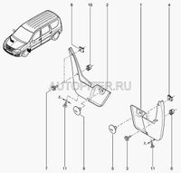 Брызговик передний правый для VAZ Lada Largus 2012> 6001548321 Автоваз