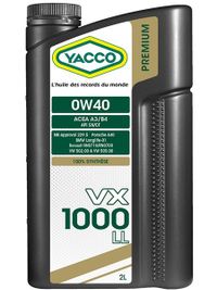 Масло моторное YACCO VX 1000 LL 0W40 (2 L) 306224 Yacco SAS