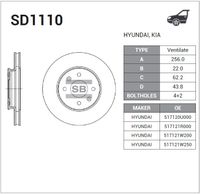 Тормозной диск передний Solaris/Rio SD1110 Sangsin