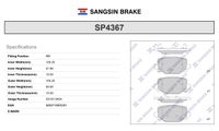 Колодки тормозные задние дисковые SP4367 Sangsin